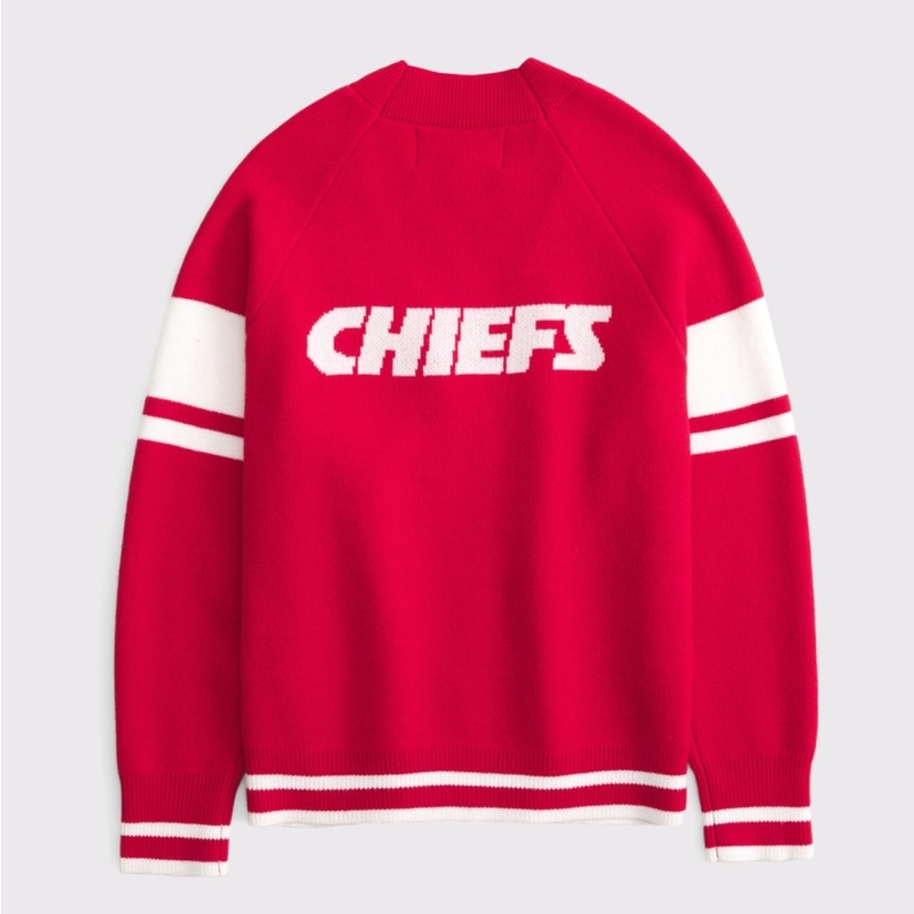 Brand New Abercrombie & Fitch Red and White Cardigan Sweater Varsity Style - Picture 3 of 3